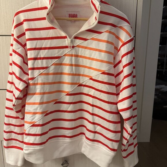 New Solid & Striped red striped half zip pull over, size S - Picture 2 of 4